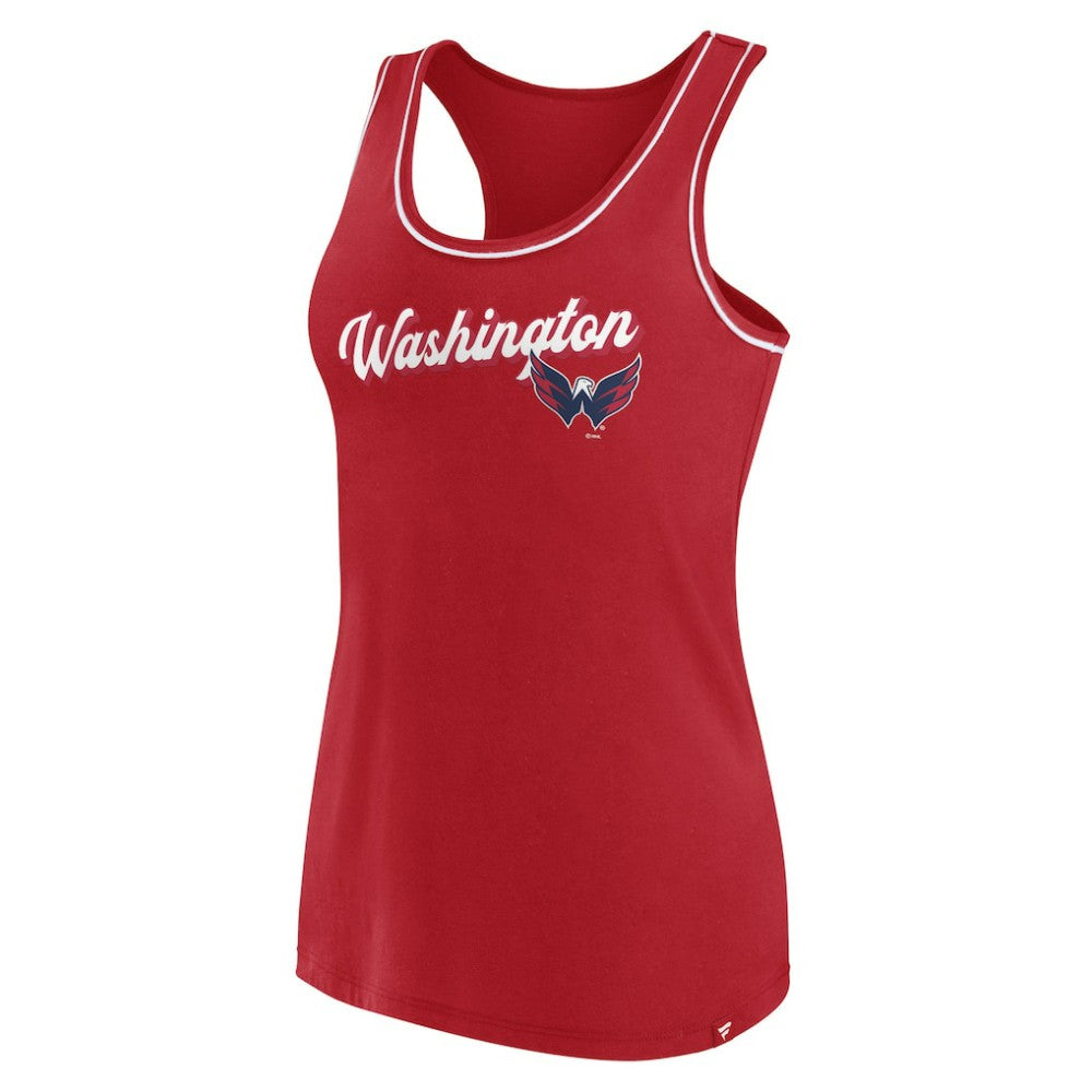 NHL Washington Capitals Fanatics Women's Wordmark Logo Racerback Scoop Neck Tank Top - Red
