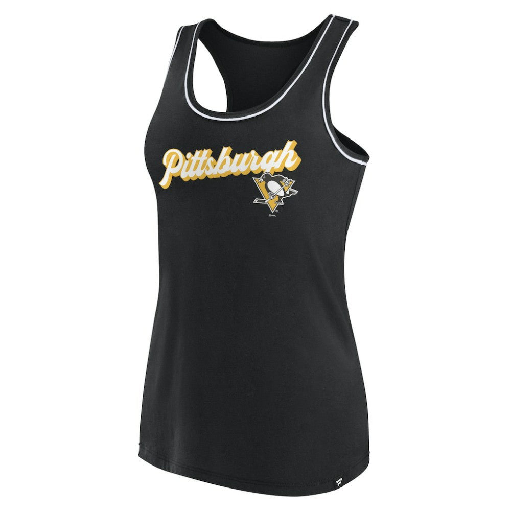NHL Pittsburgh Penguins Fanatics Women's Wordmark Logo Racerback Scoop Neck Tank Top - Black