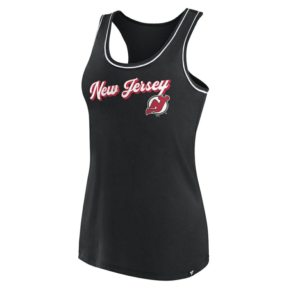 NHL New Jersey Devils Fanatics Women's Wordmark Logo Racerback Scoop Neck Tank Top - Black
