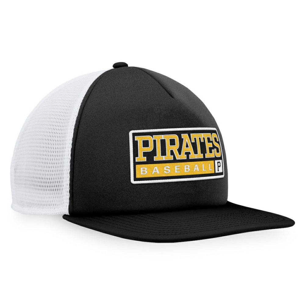 Pittsburgh Pirates Majestic Foam Trucker Snapback Hat - Black/White Hats