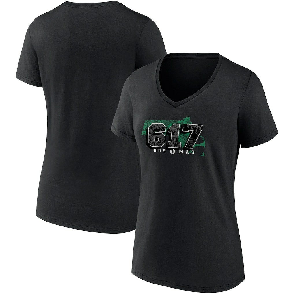 Boston Celtics Women's Hometown Collection 617 V-Neck T-Shirt Black