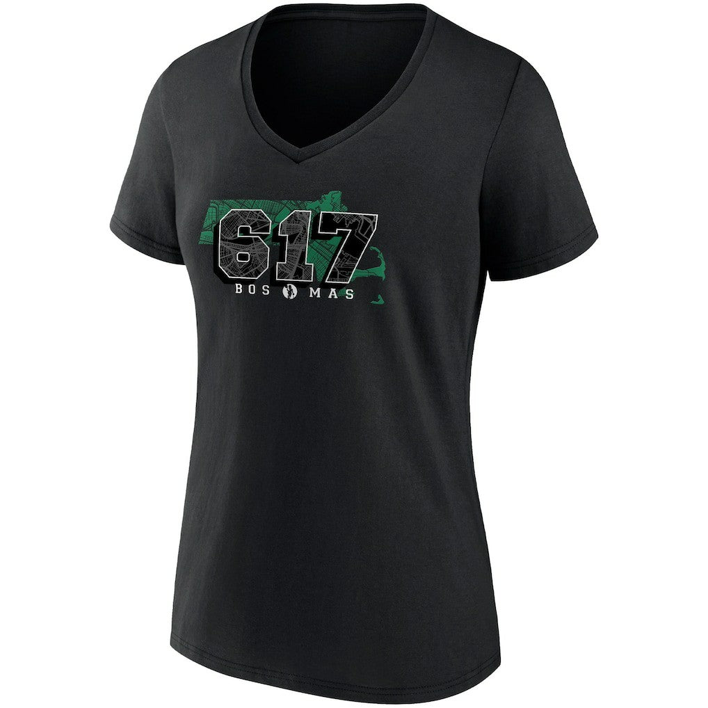 Boston Celtics Women's Hometown Collection 617 V-Neck T-Shirt Black