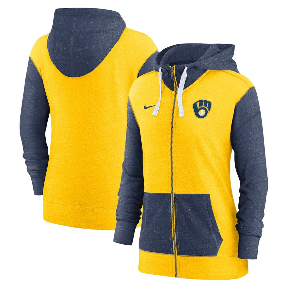 Milwaukee Brewers Nike Women's Full-Zip Hoodie - Gold Hoodies