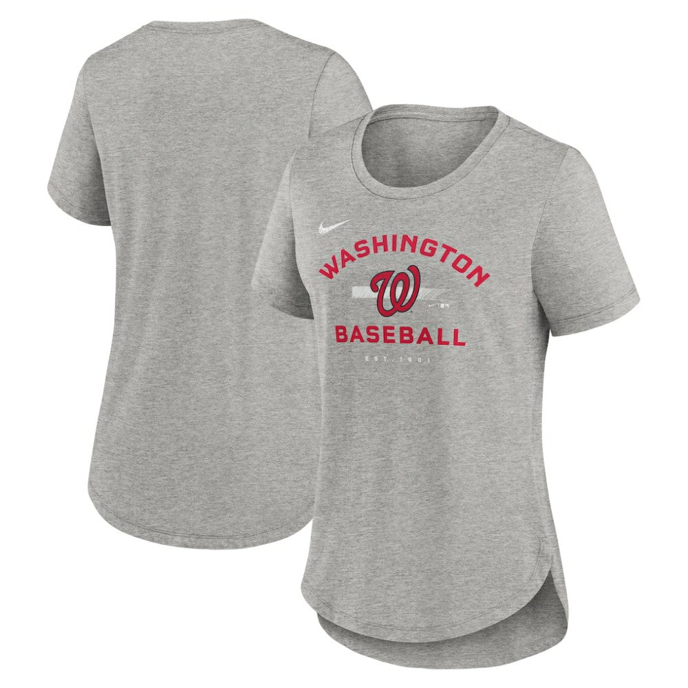 Washington Nationals Nike Women's Hot Prospect Tri-Blend T-Shirt - Heather Gray T-shirts