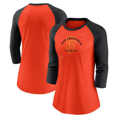 San Francisco Giants Nike Women's Next Up Tri-Blend Raglan 3/4-Sleeve T-Shirt - Orange/Black T-shirts
