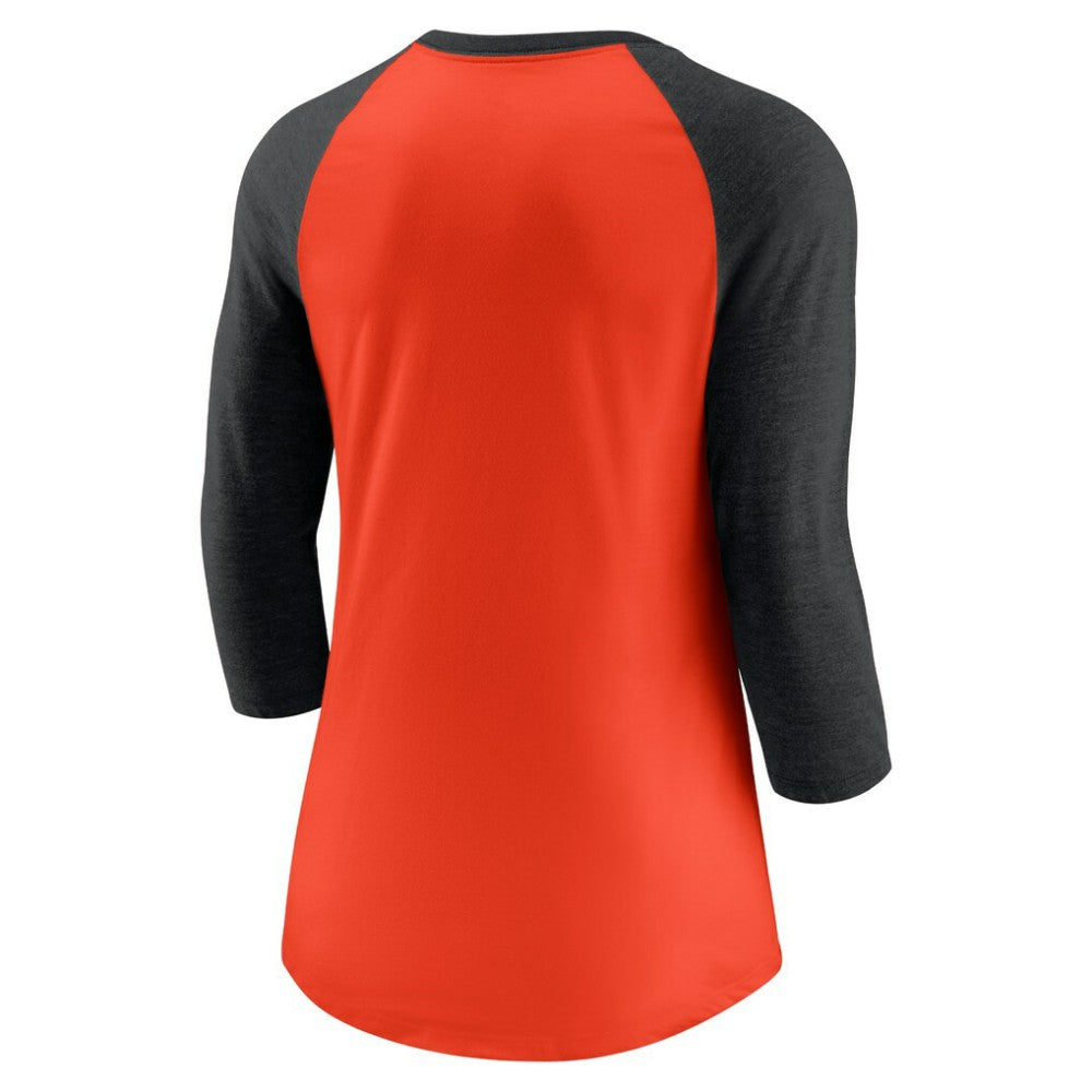 San Francisco Giants Nike Women's Next Up Tri-Blend Raglan 3/4-Sleeve T-Shirt - Orange/Black T-shirts