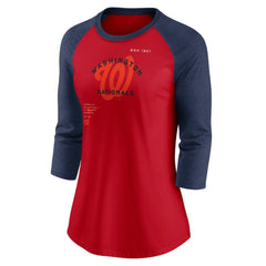 Washington Nationals Nike Women's Next Up Tri-Blend Raglan 3/4-Sleeve T-Shirt - Red/Navy T-shirts