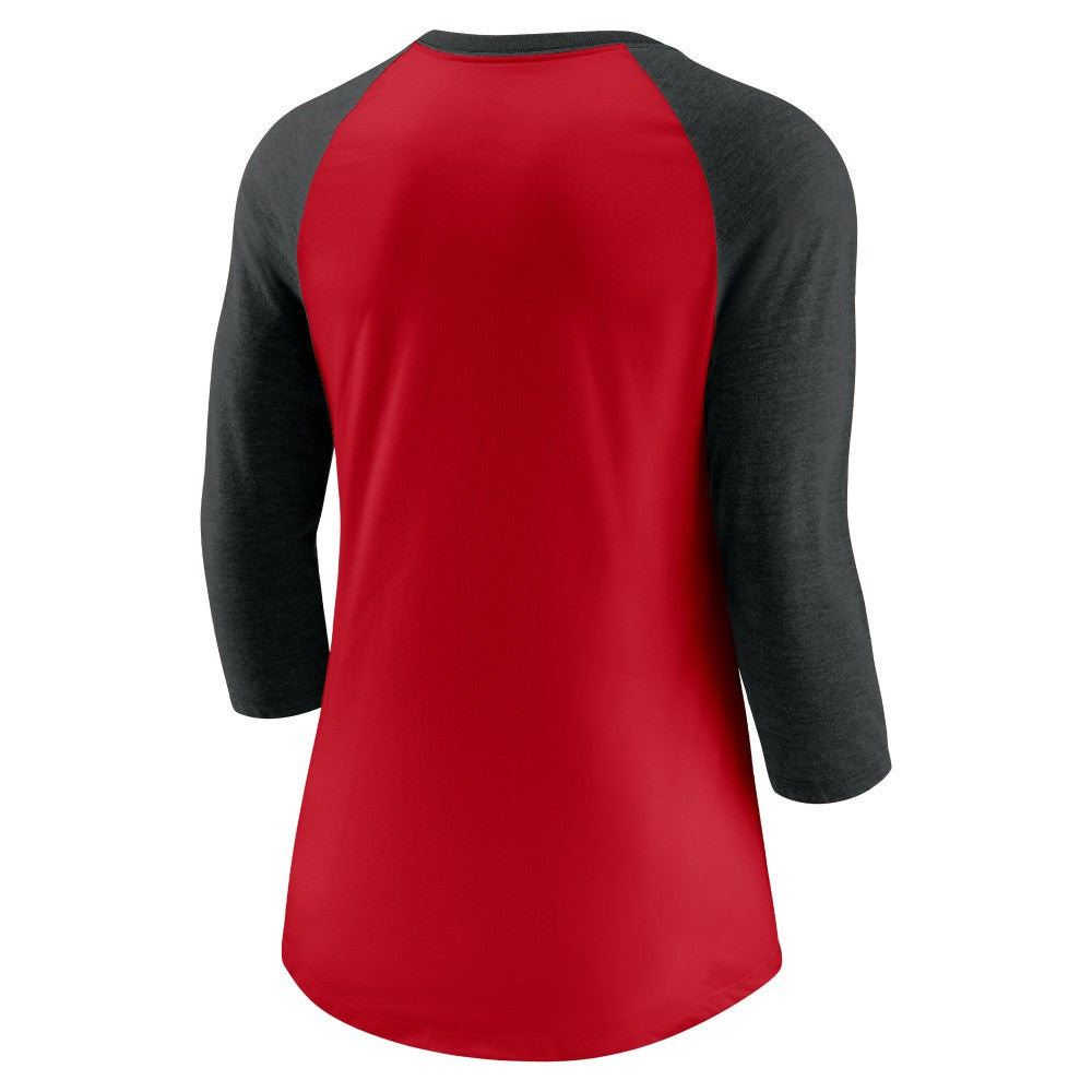 Cincinnati Reds Nike Women's Next Up Tri-Blend Raglan 3/4-Sleeve T-Shirt - Red/Black T-shirts