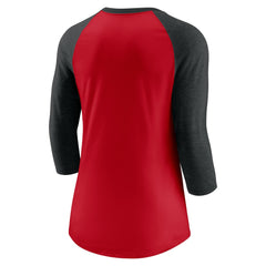 Cincinnati Reds Nike Women's Next Up Tri-Blend Raglan 3/4-Sleeve T-Shirt - Red/Black T-shirts