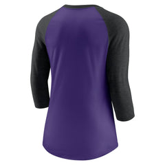 Colorado Rockies Nike Women's Next Up Tri-Blend Raglan 3/4-Sleeve T-Shirt - Purple/Black T-shirts