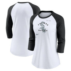 Chicago White Sox Nike Women's Next Up Tri-Blend Raglan 3/4-Sleeve T-Shirt - White/Black T-shirts