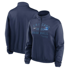 Chicago White Sox Nike Women's Rewind Splice Half-Zip Semi-Cropped Bubble Hem Sweatshirt - Navy Sweatshirts