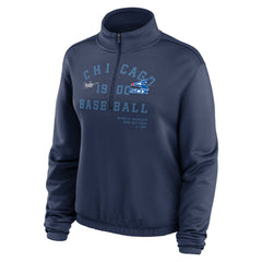 Chicago White Sox Nike Women's Rewind Splice Half-Zip Semi-Cropped Bubble Hem Sweatshirt - Navy Sweatshirts