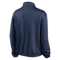 Chicago White Sox Nike Women's Rewind Splice Half-Zip Semi-Cropped Bubble Hem Sweatshirt - Navy Sweatshirts