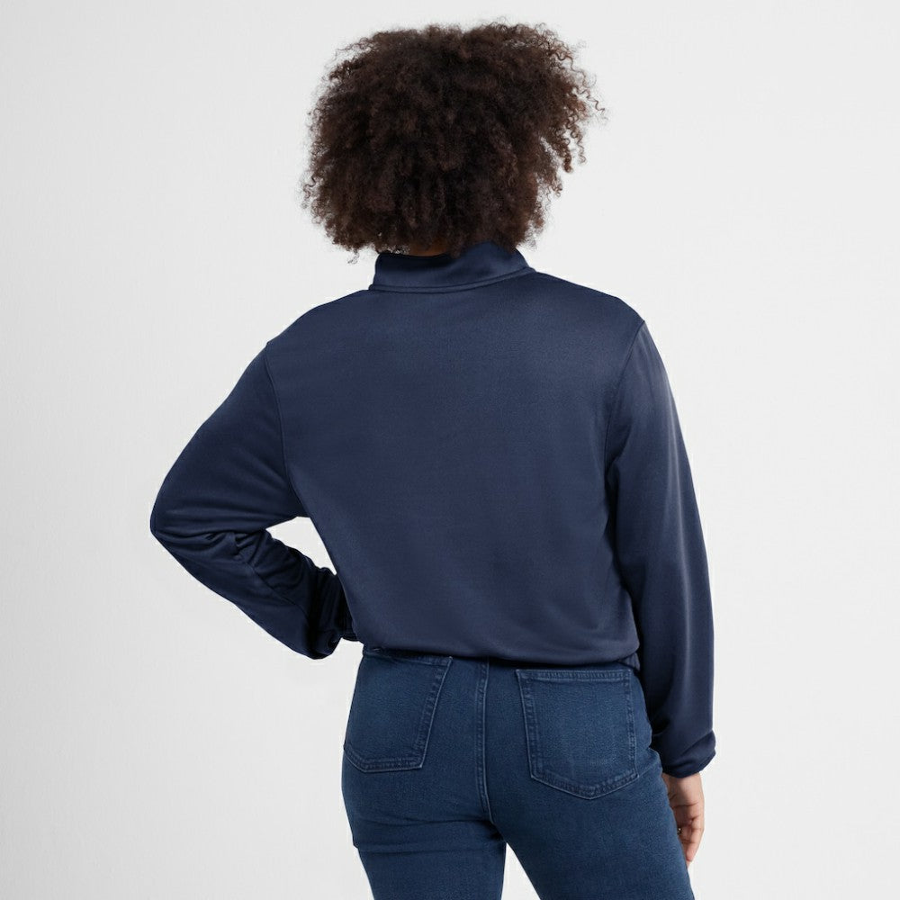 San Diego Padres Nike Women's Rewind Splice Half-Zip Semi-Cropped Bubble Hem Sweatshirt - Navy Sweatshirts