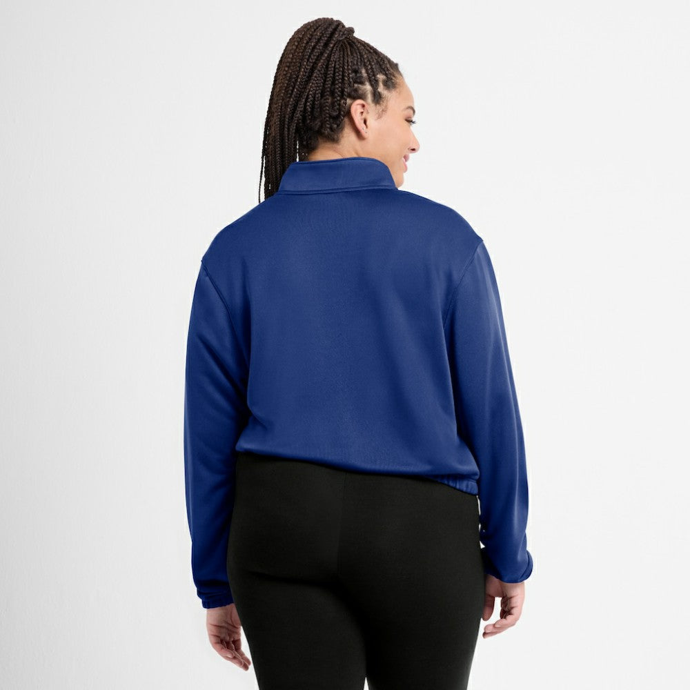 Chicago Cubs Nike Women's Rewind Splice Half-Zip Semi-Cropped Bubble Hem Sweatshirt - Royal Sweatshirts