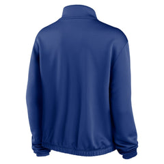 Milwaukee Brewers Nike Women's Rewind Splice Half-Zip Semi-Cropped Bubble Hem Sweatshirt - Royal Sweatshirts