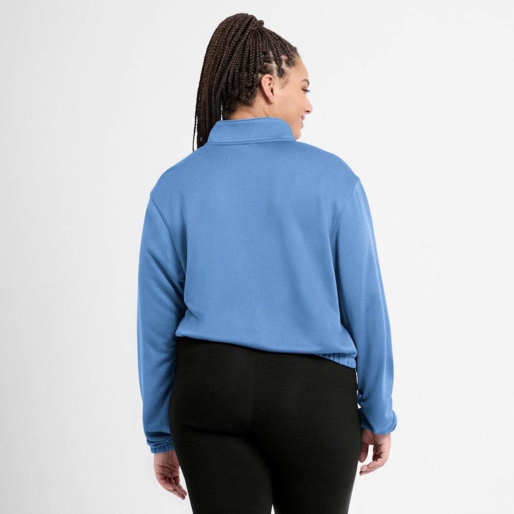Minnesota Twins Nike Women's Rewind Splice Half-Zip Semi-Cropped Bubble Hem Sweatshirt - Light Blue Sweatshirts