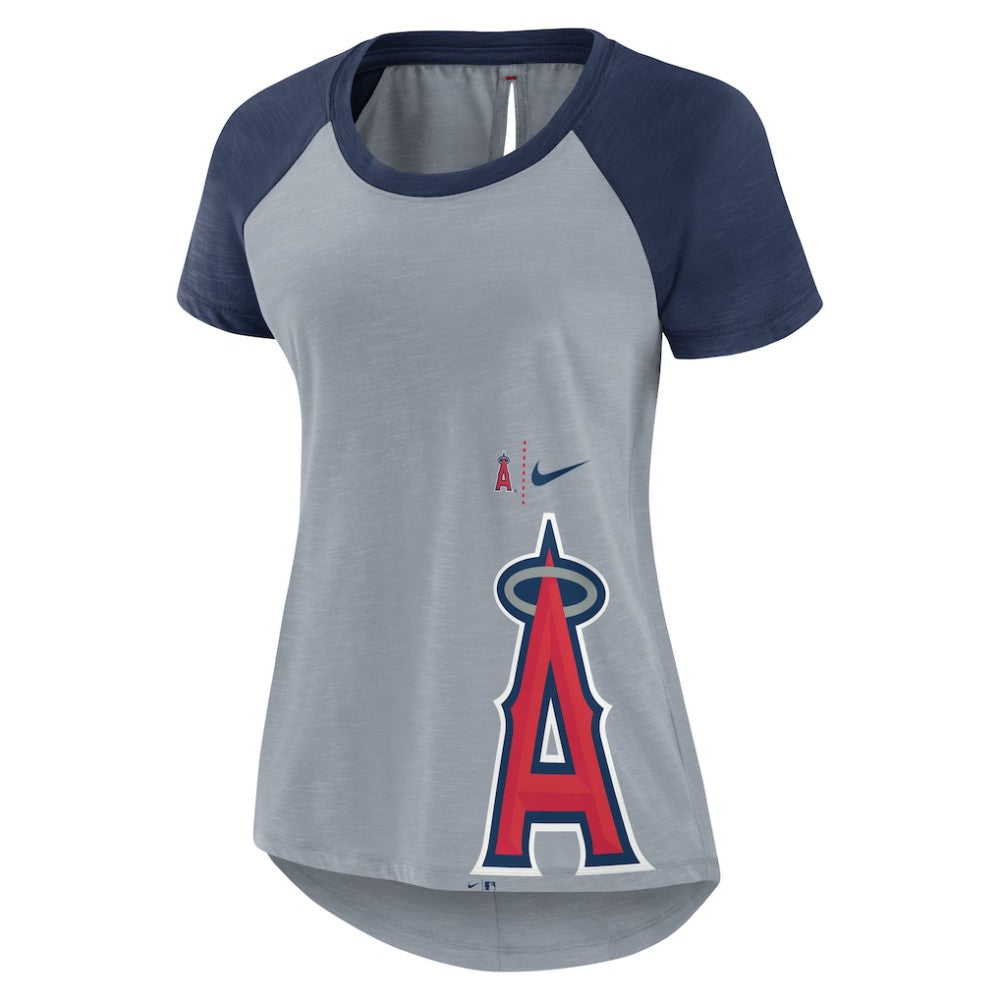 Los Angeles Angels Nike Women's Summer Breeze Raglan Fashion T-Shirt - Heather Gray T-shirts