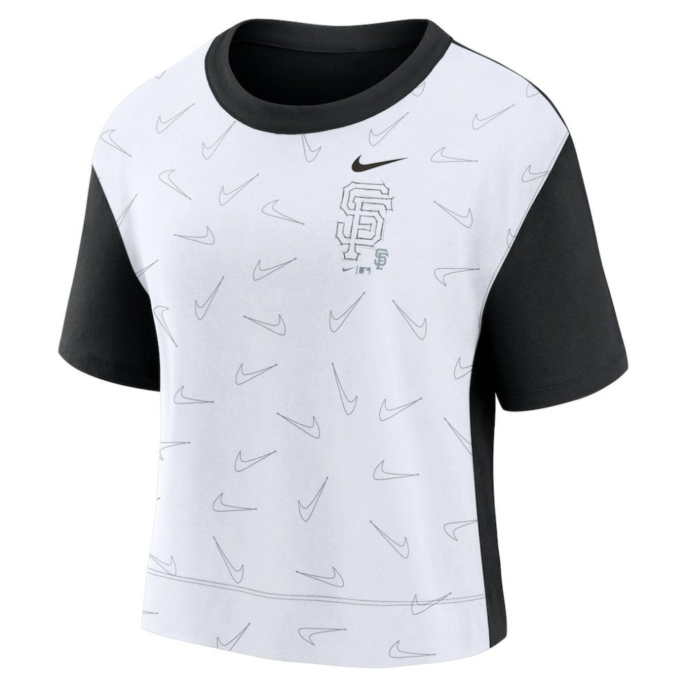 San Francisco Giants Nike Women's Line Up High Hip Fashion T-Shirt - Black/White T-shirts