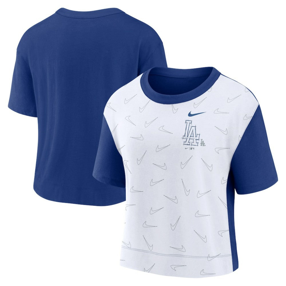 Los Angeles Dodgers Nike Women's Line Up High Hip Fashion T-Shirt - Royal/White T-shirts