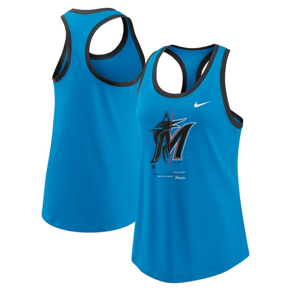 Miami Marlins Nike Women's Tech Tri-Blend Tank Top - Blue Tanks