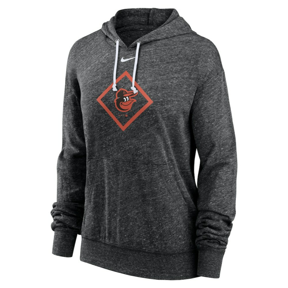 Baltimore Orioles Nike Women's Diamond Icon Gym Vintage Lightweight Hooded Top - Black Tops