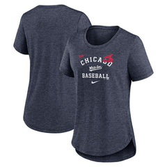 Chicago White Sox Nike Women's Rewind Arch Mix Tri-Blend T-Shirt - Heather Navy T-shirts