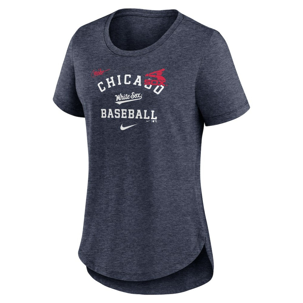Chicago White Sox Nike Women's Rewind Arch Mix Tri-Blend T-Shirt - Heather Navy T-shirts