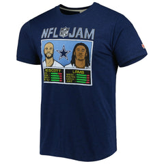 CeeDee Lamb & Dak Prescott Dallas Cowboys Homage Unisex NFL Jam Tri-Blend T-Shirt Heathered Navy