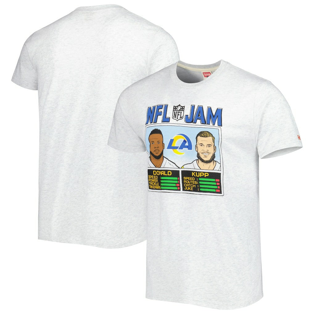 Aaron Donald & Cooper Kupp Los Angeles Rams Homage Unisex NFL Jam Tri-Blend T-Shirt Ash