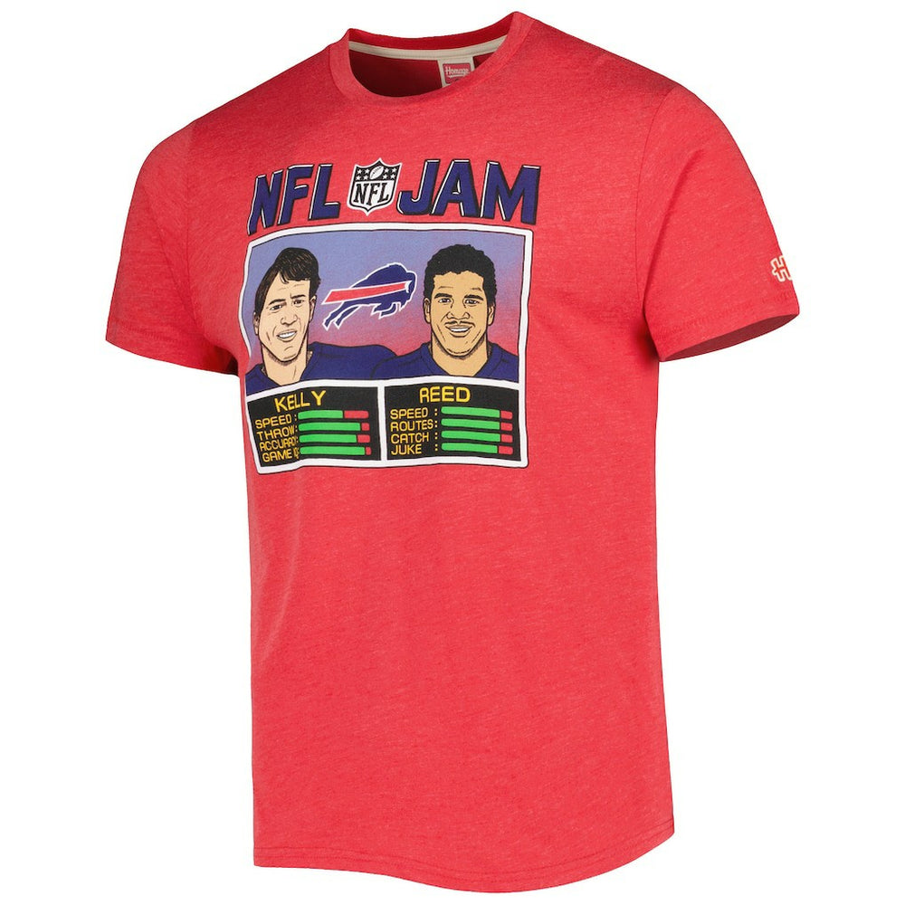 Andre Reed & Jim Kelly Buffalo Bills Homage Unisex NFL Jam Retired Tri-Blend T-Shirt Heather Red