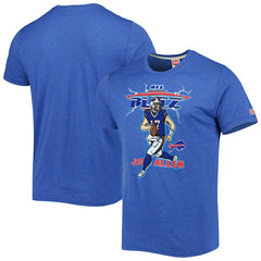 Josh Allen Buffalo Bills Homage Unisex NFL Blitz Player Tri-Blend T-Shirt Heathered Heather Royal