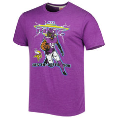 Justin Jefferson Minnesota Vikings Homage Unisex NFL Blitz Player Tri-Blend T-Shirt Heathered Heather Purple