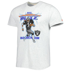 Bo Jackson Las Vegas Raiders Homage Unisex NFL Blitz Retired Player Tri-Blend T-Shirt Heathered Ash