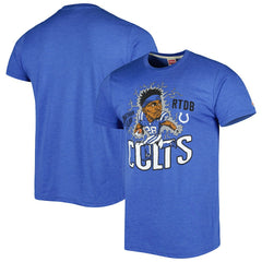 Jonathan Taylor Indianapolis Colts Homage Unisex Caricature Player Tri-Blend T-Shirt Heather Royal