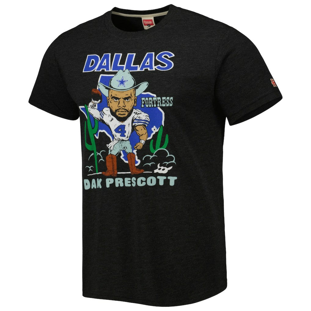 Dak Prescott Dallas Cowboys Homage Unisex Caricature Player Tri-Blend T-Shirt Heather Black