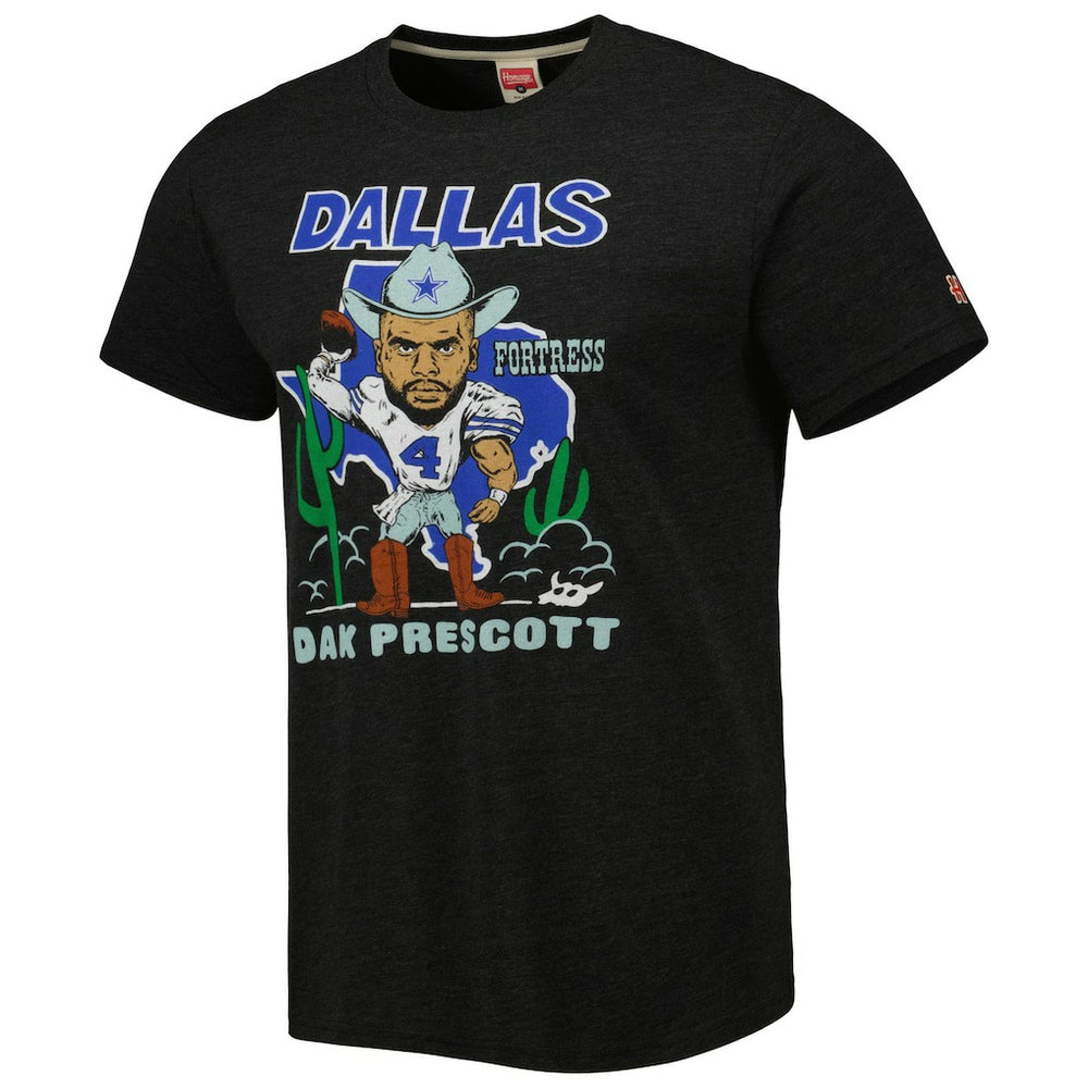 Dak Prescott Dallas Cowboys Homage Unisex Caricature Player Tri-Blend T-Shirt Heather Black