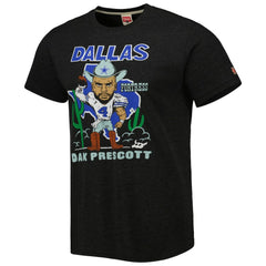 Dak Prescott Dallas Cowboys Homage Unisex Caricature Player Tri-Blend T-Shirt Heather Black
