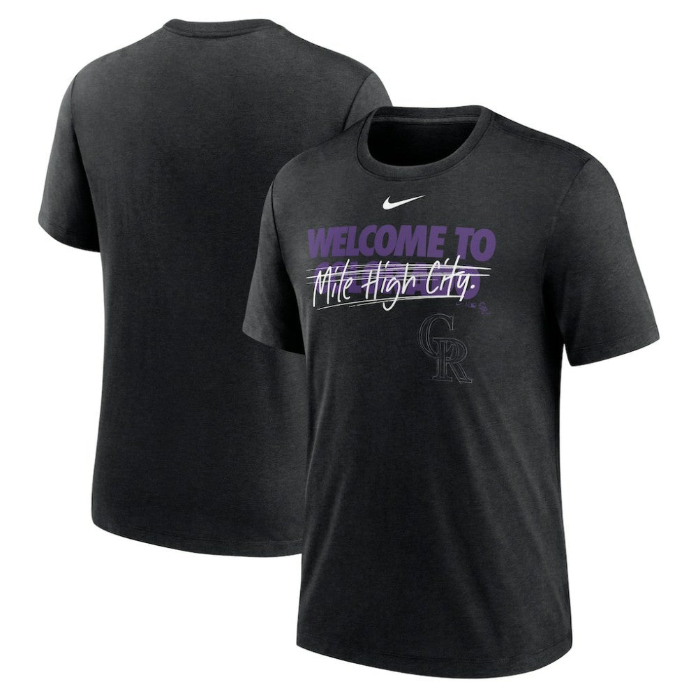 Colorado Rockies Nike Home Spin Tri-Blend T-Shirt - Heather Black T-shirts