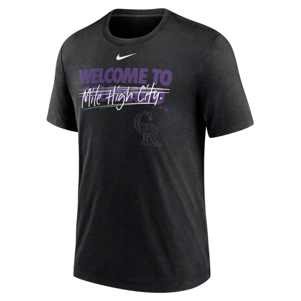 Colorado Rockies Nike Home Spin Tri-Blend T-Shirt - Heather Black T-shirts