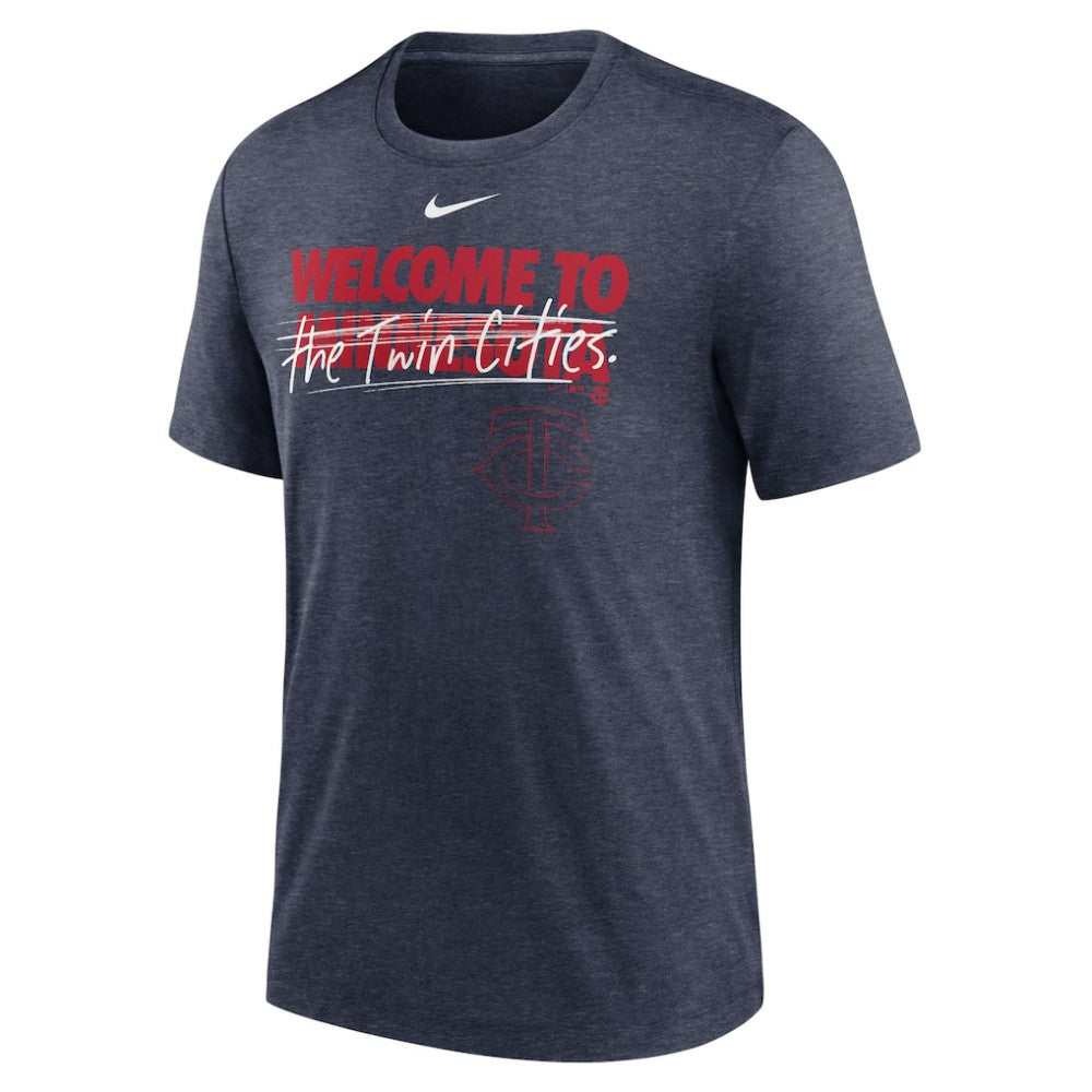 Minnesota Twins Nike Home Spin Tri-Blend T-Shirt - Heather Navy T-shirts