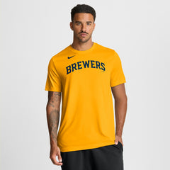 Milwaukee Brewers Nike New Legend Wordmark Dri-FIT T-Shirt - Gold T-shirts