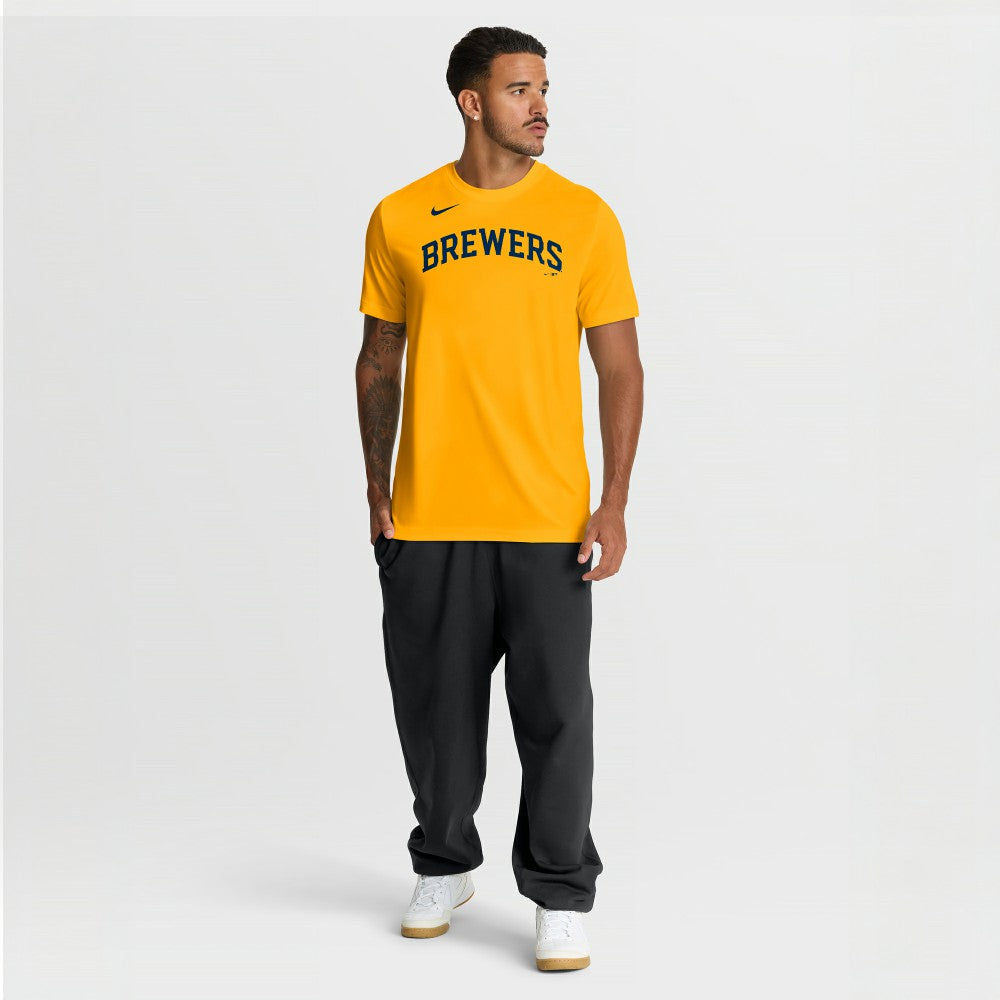 Milwaukee Brewers Nike New Legend Wordmark Dri-FIT T-Shirt - Gold T-shirts