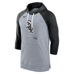Chicago White Sox Nike Baseball Raglan 3/4-Sleeve Pullover Hoodie - Heather Gray/Heather Black Hoodies