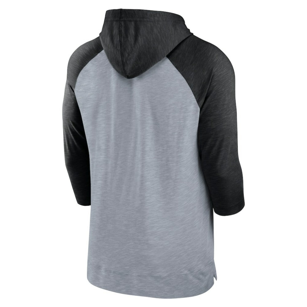 Chicago White Sox Nike Baseball Raglan 3/4-Sleeve Pullover Hoodie - Heather Gray/Heather Black Hoodies