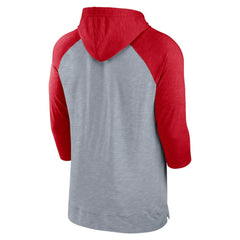 St. Louis Cardinals Nike Baseball Raglan 3/4-Sleeve Pullover Hoodie - Heather Gray/Heather Red Hoodies