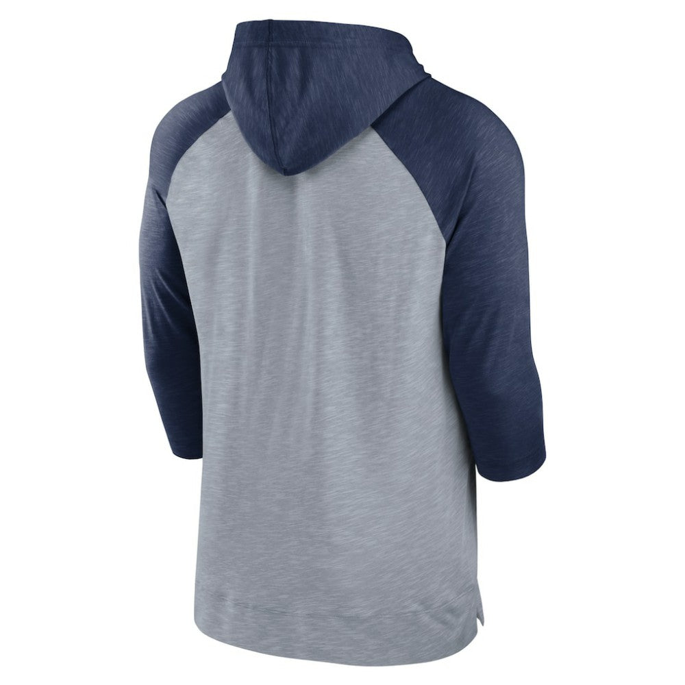 Washington Nationals Nike Baseball Raglan 3/4-Sleeve Pullover Hoodie - Heather Gray/Heather Navy Hoodies