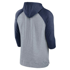 Washington Nationals Nike Baseball Raglan 3/4-Sleeve Pullover Hoodie - Heather Gray/Heather Navy Hoodies