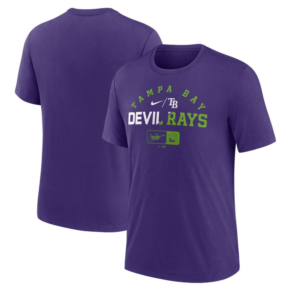 Tampa Bay Rays Nike Rewind Review Slash Tri-Blend T-Shirt - Heather Purple T-shirts